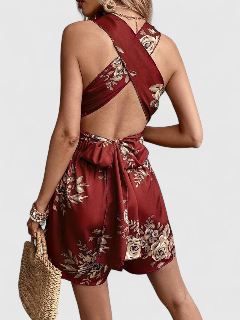 Liora Floral Romper with Wrap Waist for Resort Evenings