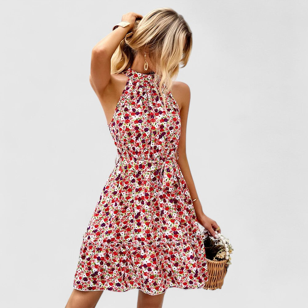 Maribel Halter Mini Dress with Tiered Skirt for Summer Outfits