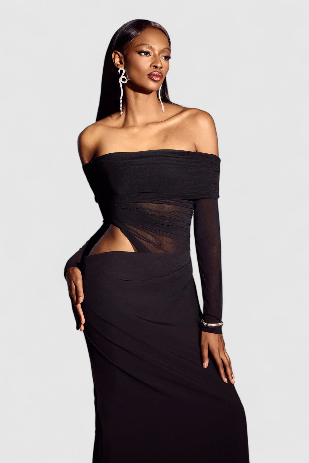 Miranda One-Shoulder Satin Maxi Dress with High Slit