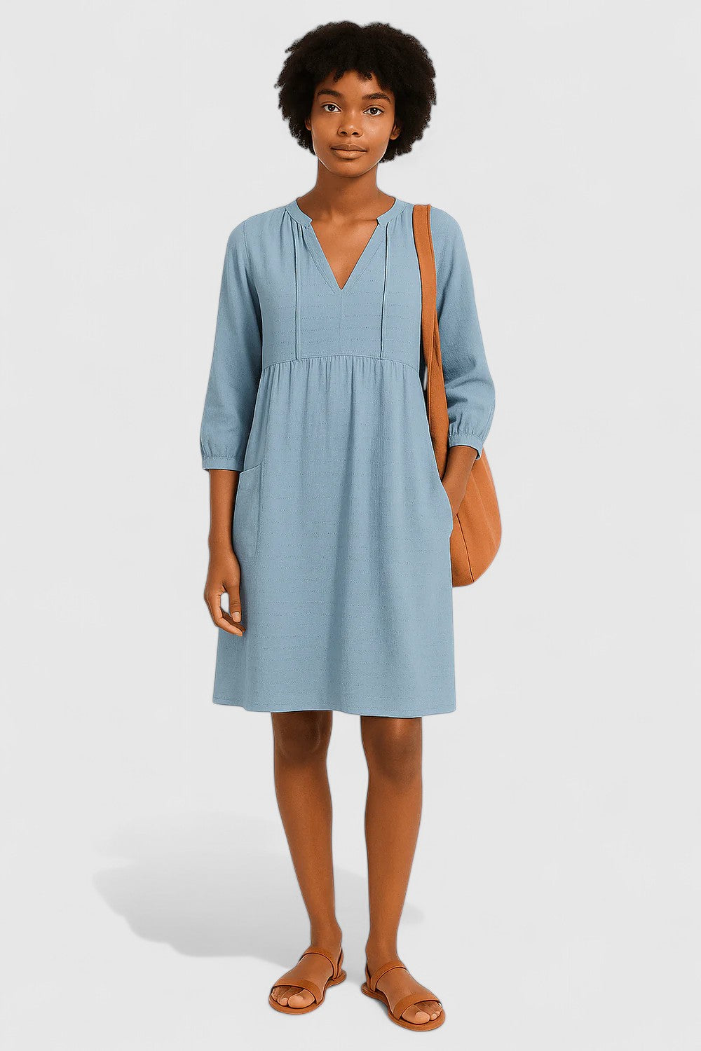 Noelle V-Neck Dress with Empire Waist for Everyday Comfort