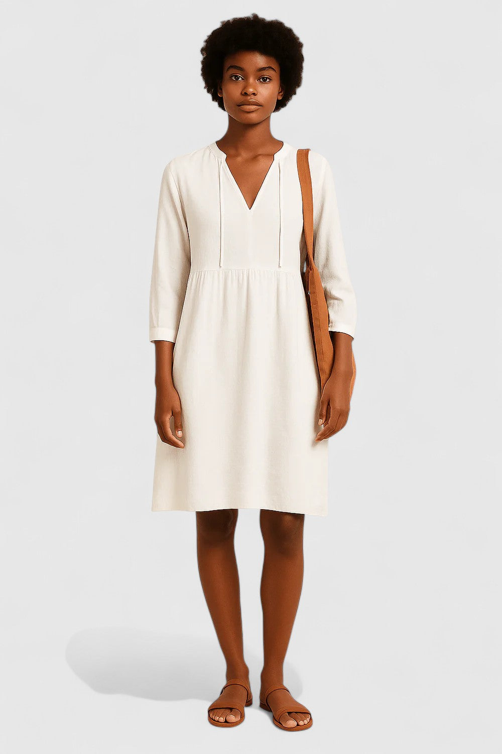 Noelle V-Neck Dress with Empire Waist for Everyday Comfort