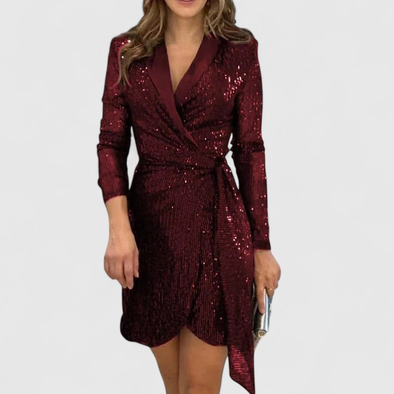 Renata Wrap Dress with Sequin Detail for Special Occasions