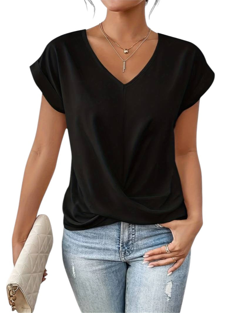 Seraphina - Blouse with Draped Front and Rolled Sleeves