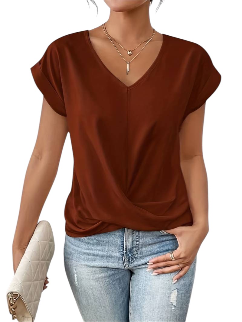 Seraphina - Blouse with Draped Front and Rolled Sleeves