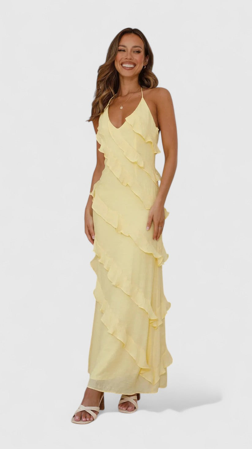 Seraphina Maxi Dress with Cascading Ruffle Layers for Eveningwear