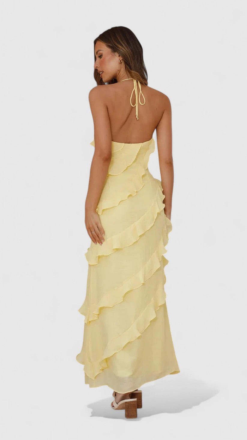 Seraphina Maxi Dress with Cascading Ruffle Layers for Eveningwear