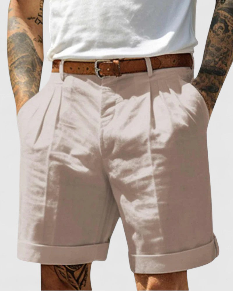 Simon - Pleated Shorts with Cuffed Hem for Smart Summer Outfits