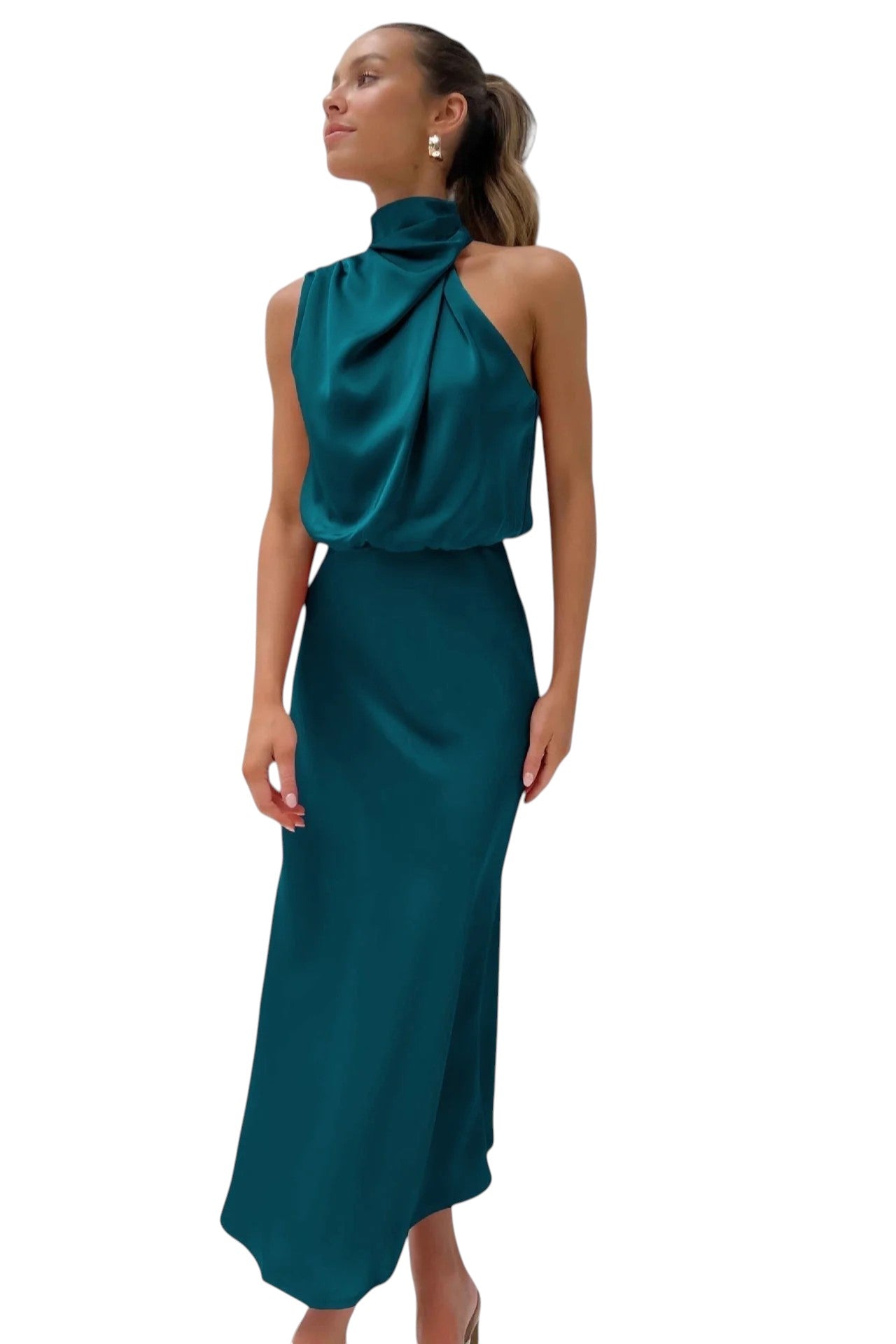 Virelle - Gown with Draped High Neck for Eveningwear